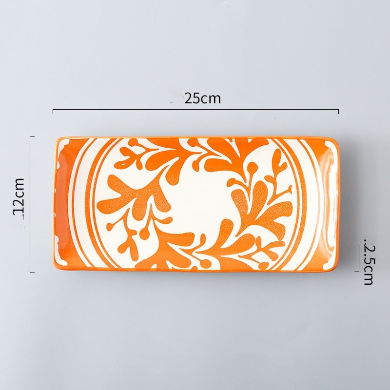 Sakura Delight - Sushi Plate Underglaze Color Rectangular Dish
