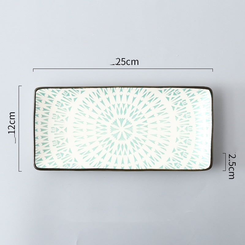 Sakura Delight - Sushi Plate Underglaze Color Rectangular Dish