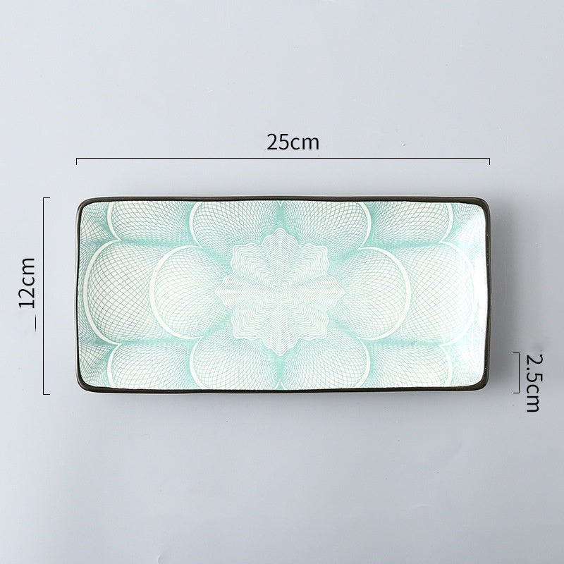 Sakura Delight - Sushi Plate Underglaze Color Rectangular Dish