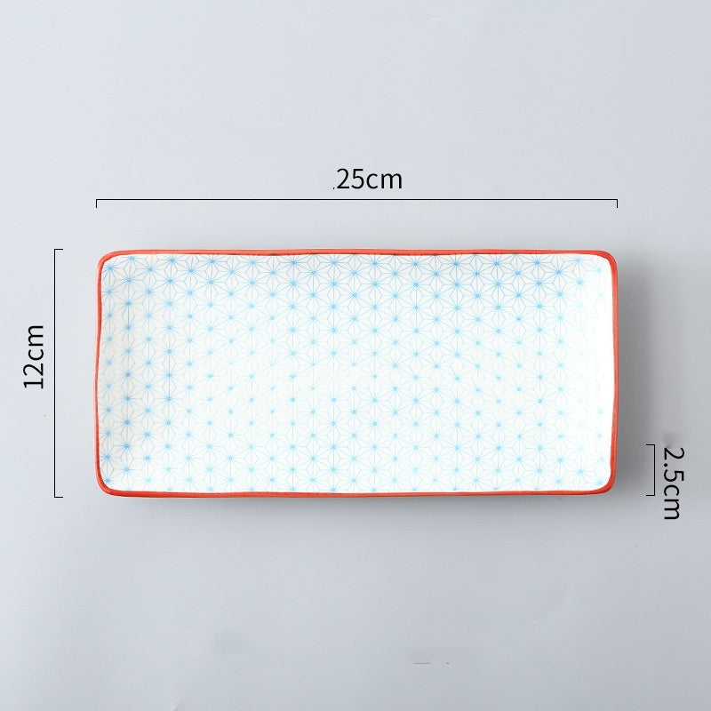 Sakura Delight - Sushi Plate Underglaze Color Rectangular Dish