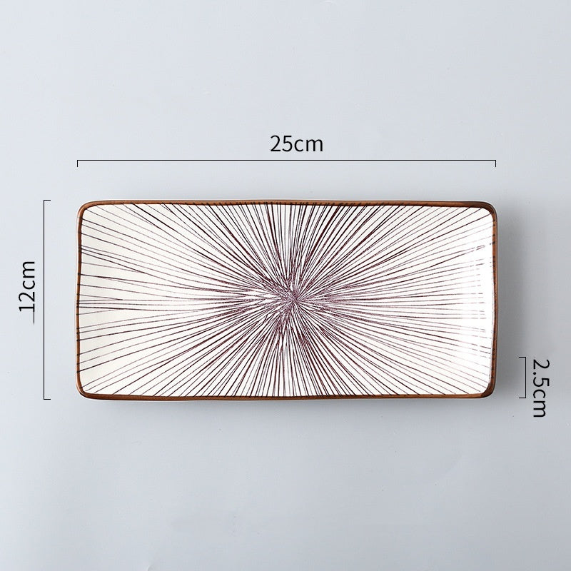 Sakura Delight - Sushi Plate Underglaze Color Rectangular Dish