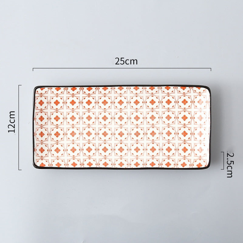 Sakura Delight - Sushi Plate Underglaze Color Rectangular Dish