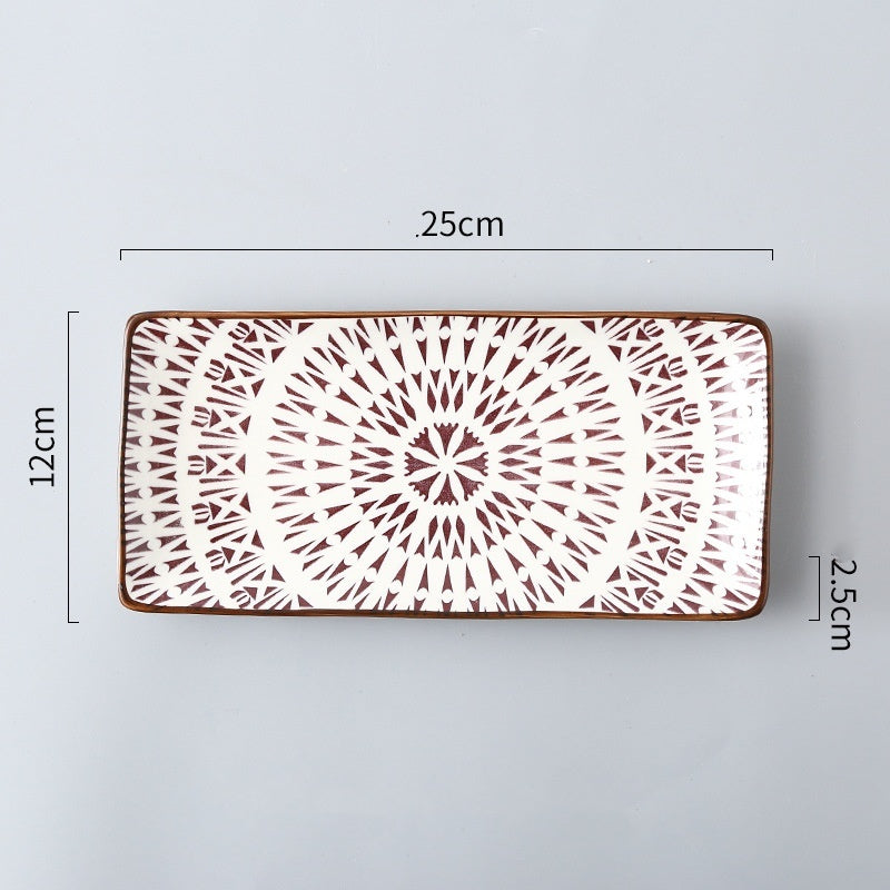 Sakura Delight - Sushi Plate Underglaze Color Rectangular Dish