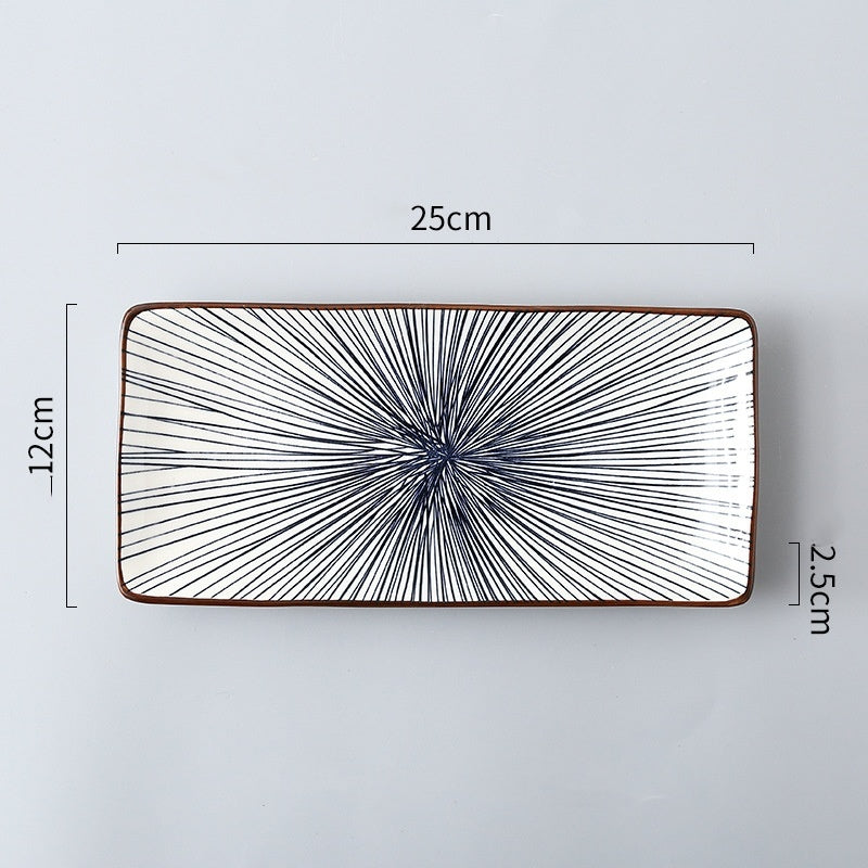 Sakura Delight - Sushi Plate Underglaze Color Rectangular Dish