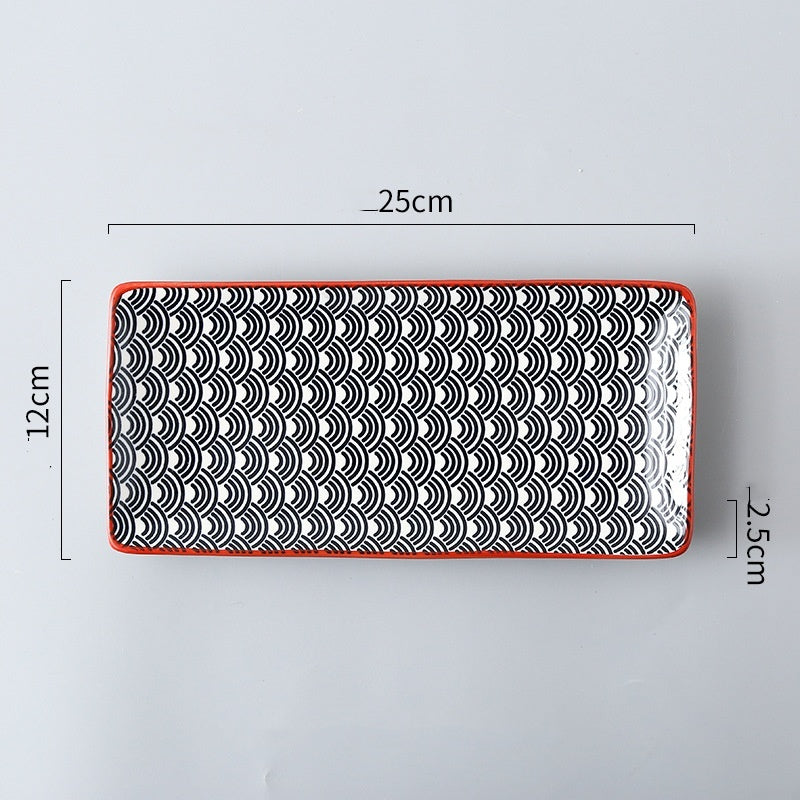 Sakura Delight - Sushi Plate Underglaze Color Rectangular Dish