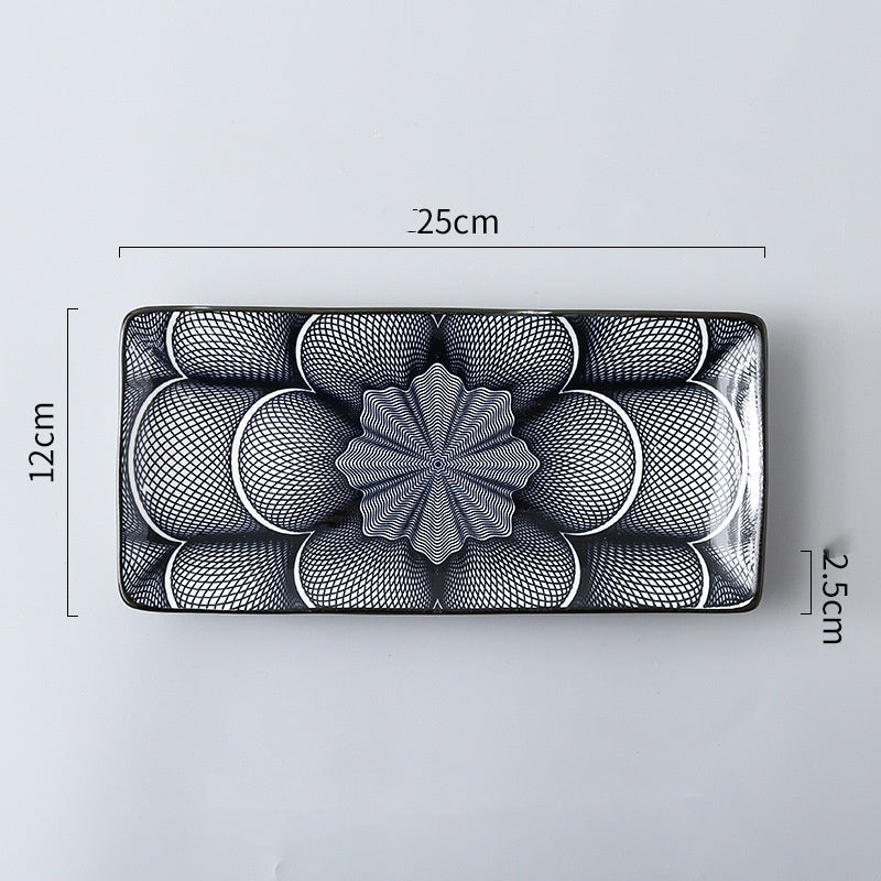 Sakura Delight - Sushi Plate Underglaze Color Rectangular Dish
