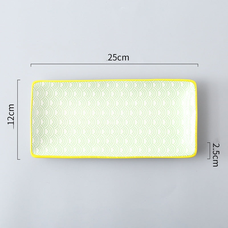 Sakura Delight - Sushi Plate Underglaze Color Rectangular Dish