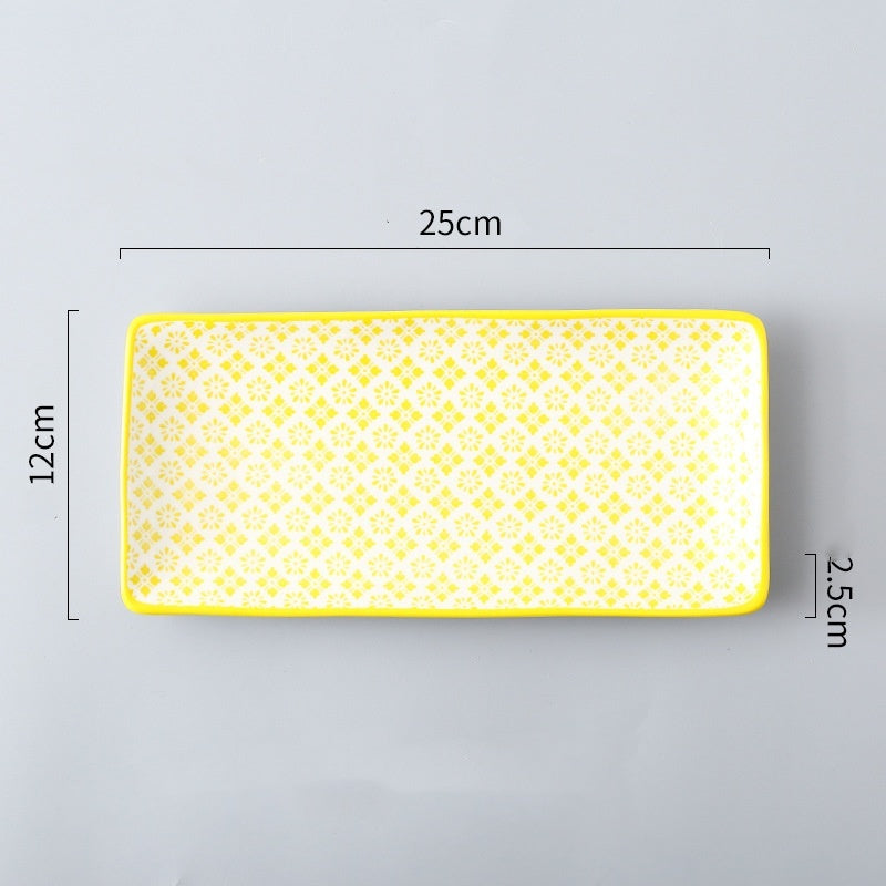 Sakura Delight - Sushi Plate Underglaze Color Rectangular Dish