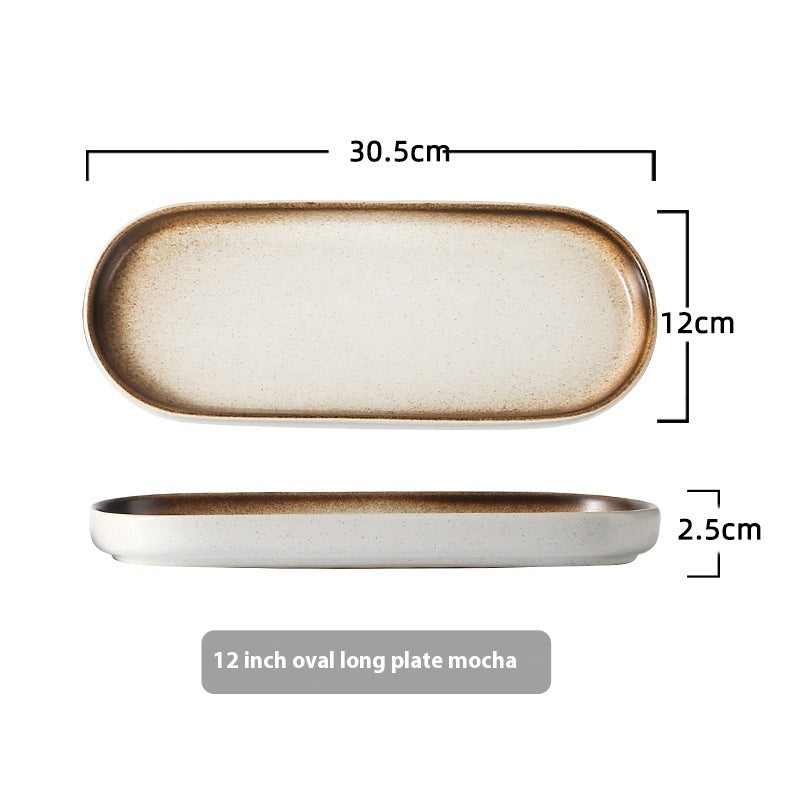 Japanese-style Ceramic Rectangular Sushi Plate