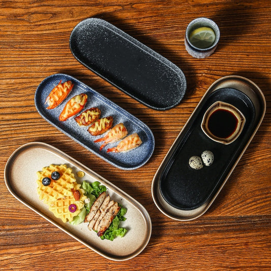 Japanese-style Ceramic Rectangular Sushi Plate