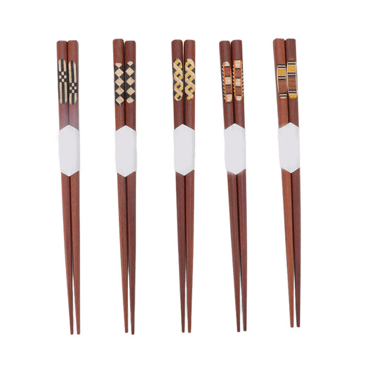 Wooden Chopsticks Red Sandalwood Grooved Pattern Natural and Reusable